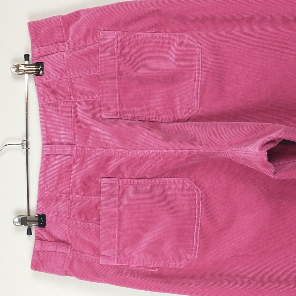 Anthropologie Maeve The Colette Pants Womens 32 Pink Wide Leg Corduroy Cropped - Picture 7 of 10
